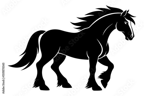 Clydesdale Horse Walking Silhouette Art