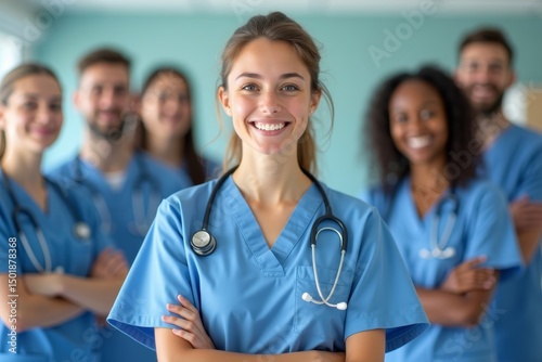 Wallpaper Mural Team of Healthcare Heroes: Young Nursing Student Leading with Dedication in a Hospital Setting Torontodigital.ca