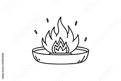 Modern Fire Pit Sketch Outline Vector