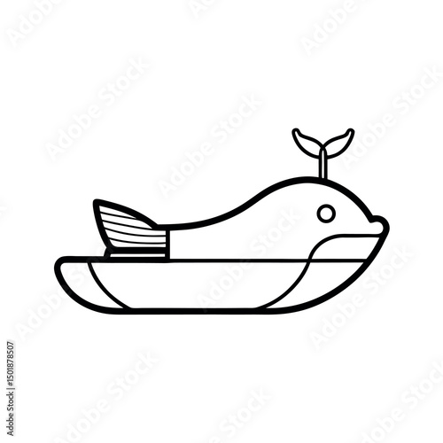 Creative Pedal Boat Whale Vector Line Design