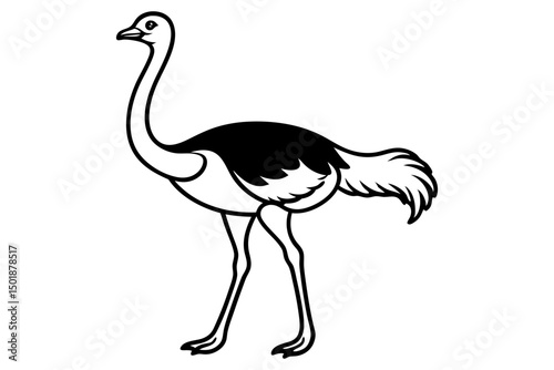 Running Ostrich Line Art Vector