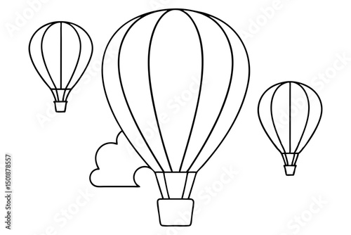 Hot Air Balloon Coloring Page Line Art