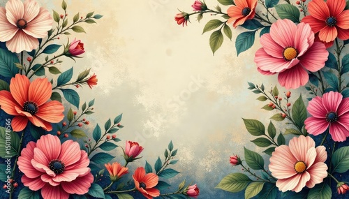 Intricate floral tapestry wallpaper design in muted tones, floral, subtle