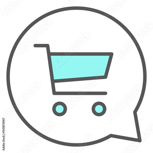 Shopping cart in conversation bubble