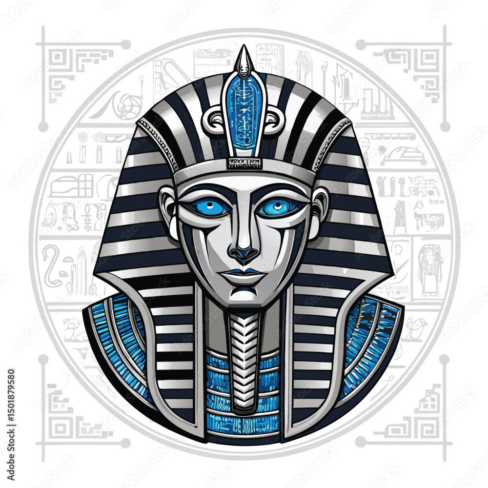 Naklejka premium a-fusion-of-ancient-and-cyber-elements-in-pharaoh-.eps
