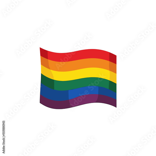 Waving Rainbow Pride Flag Illustration Symbolizing LGBTQ+ Rights and Equality Movement