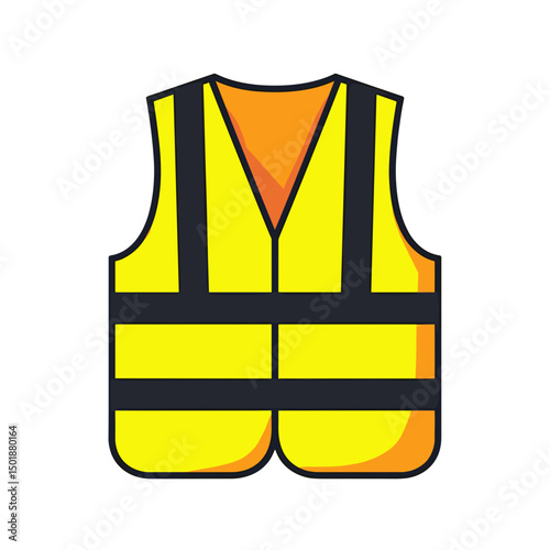 Yellow and Black High Visibility Safety Vest Icon Illustration for Workplace Safety and Awareness
