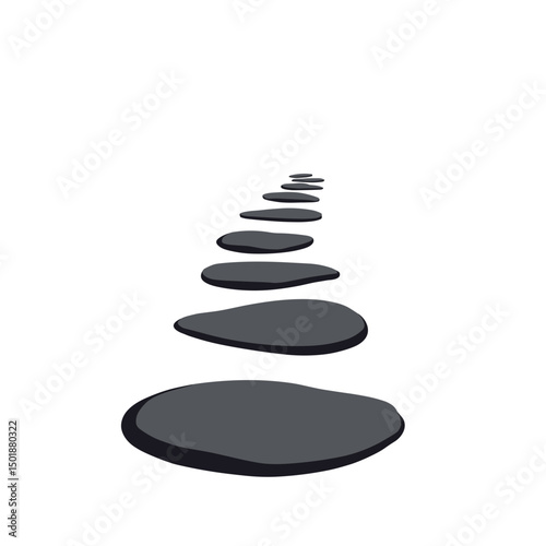 Stepping Stones Path Illustration Leading Forward on White Background, Representing Progress and Journey