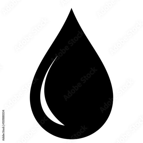 A single black droplet illustration, symbolizing purity and simplicity.