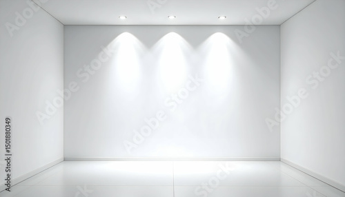 Wallpaper Mural Empty White Room with Three Spotlights Torontodigital.ca