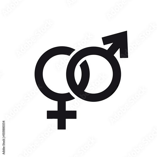 Intertwined Male and Female Gender Symbols Representing Equality and Relationships Illustration