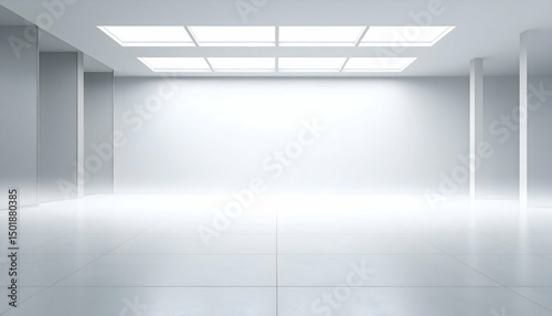 Empty White Room Interior with Bright Lighting