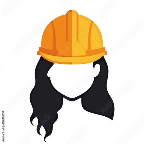 Illustration of a Woman Wearing an Orange Hard Hat, Representing Construction or Engineering Professions