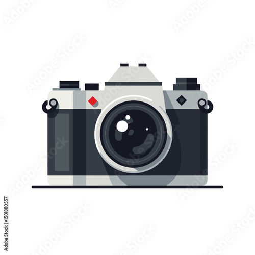 Vintage Film Camera Illustration with Flat Design and Clean Vector Graphics for Photography Enthusiasts