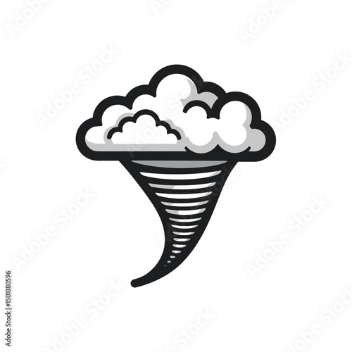 Stylized Tornado with Cloud Formation Graphic Illustration for Weather and Natural Disaster Awareness