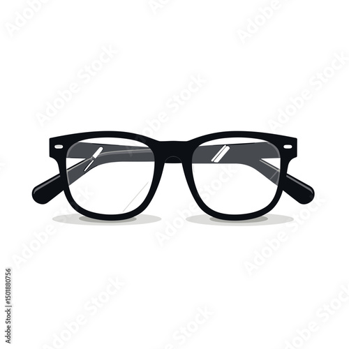 Black Framed Glasses with Clear Lenses Illustration for Vision Correction and Style