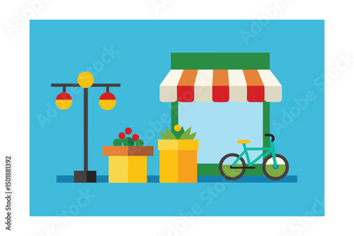 vector illustration of a shopping cart with flowers