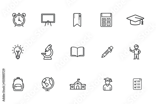 education vector line art set 