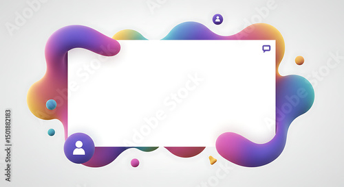 Blank White Board with Colorful Liquid Frame