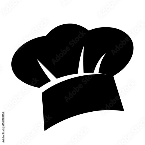 A black silhouette illustration of a chef's hat, symbolizing culinary expertise.
