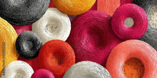 Abstract Circular Shapes Seamless Pattern for Textile and Fabric Design