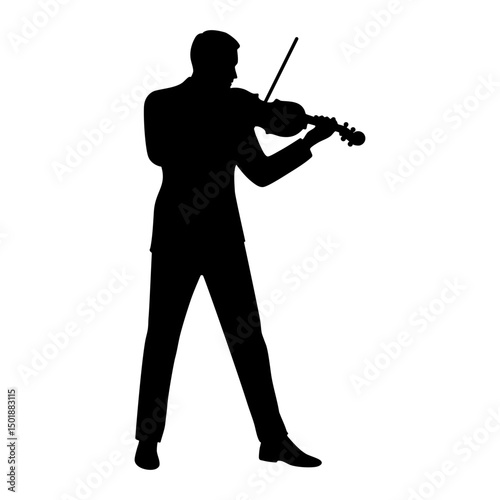 Violinist playing the violin Silhouette illustration