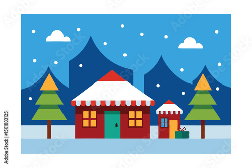 winter landscape with houses