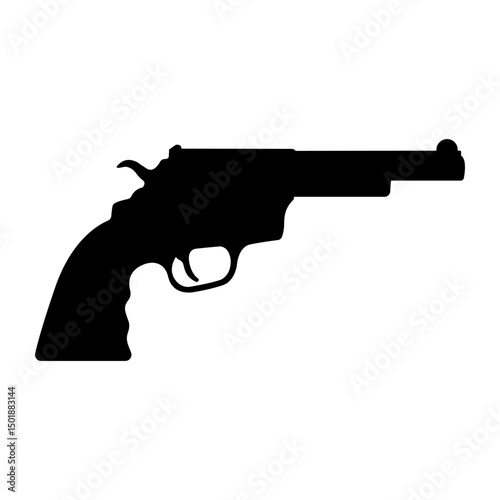 Handgun revolver Silhouette vector illustration