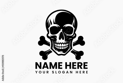 Danger skull and crossbones emblem for warning and hazard symbols on a clean background. Safety concept
