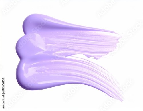 Smooth swipe of light purple paint with slight texture, isolated on a stark white background