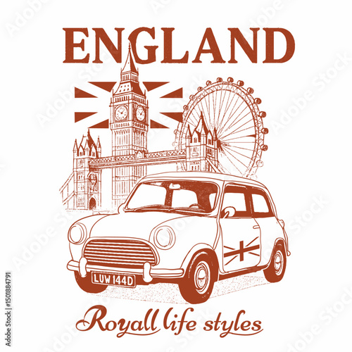 retro city of londond bridge. city print t-shirt design. graphic tee design of london. Vintage City of London . royall life in england.london graphics.