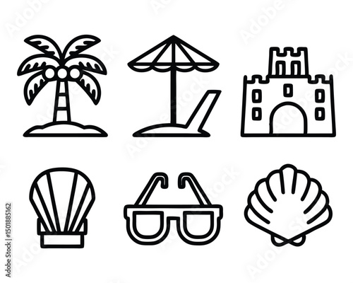 beach icon set