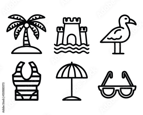 beach icon set