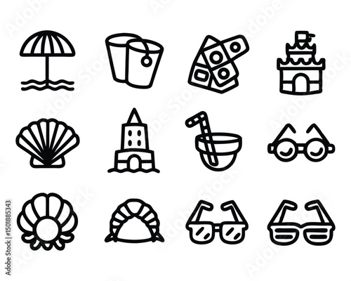 beach icon set