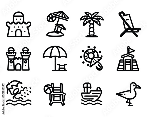beach icon set