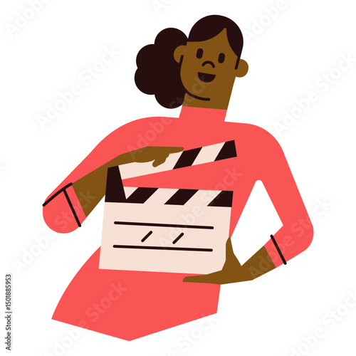 Woman holding a clapper board
