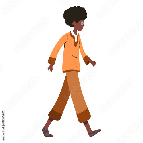 Man walking hairstyle glasses shirt flat