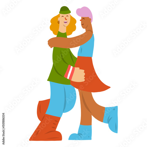 Lady couple pair gay skirt flat