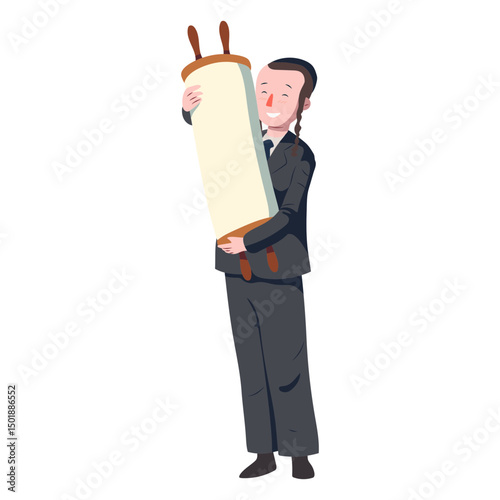 Boy jewish roll scroll flat