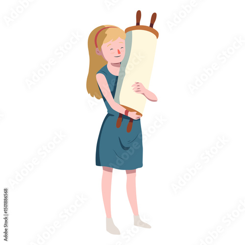 Girl jewish roll scroll flat