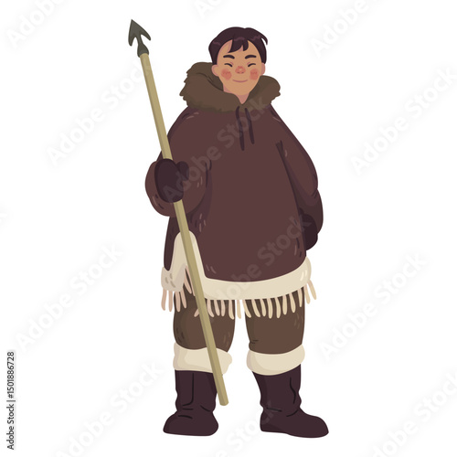 eskimo man with spear