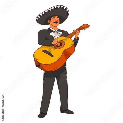 Mariachi guitar player cartoon
