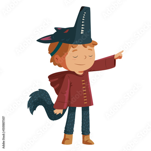 Boy wearing wolf costume