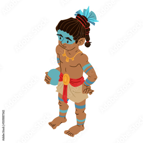Aztec man colorful isometric