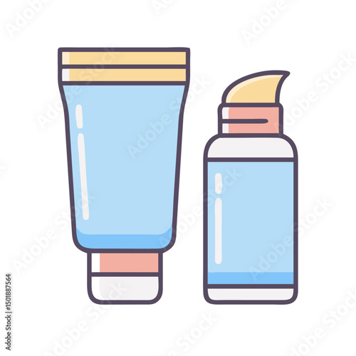 Premium Moisturizer Duo Icon – Stylish Face Lotion and Cream Jar Vector for Skincare Promotion

