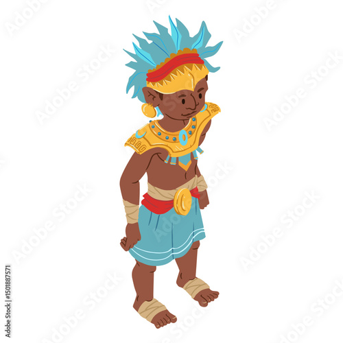 Aztec man headdress isometric
