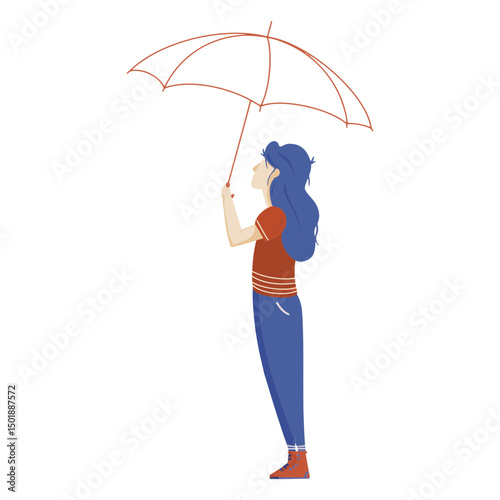 Woman with umbrella illustration