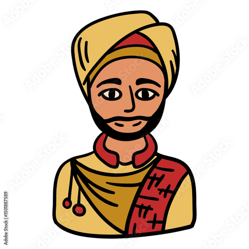 India sikh man illustration