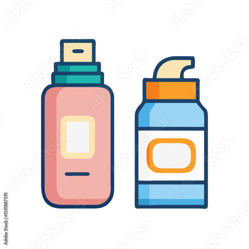 Cosmetic Moisturizer icon Collection – Modern Cream Jar and Tube Design for Beauty Product Branding


