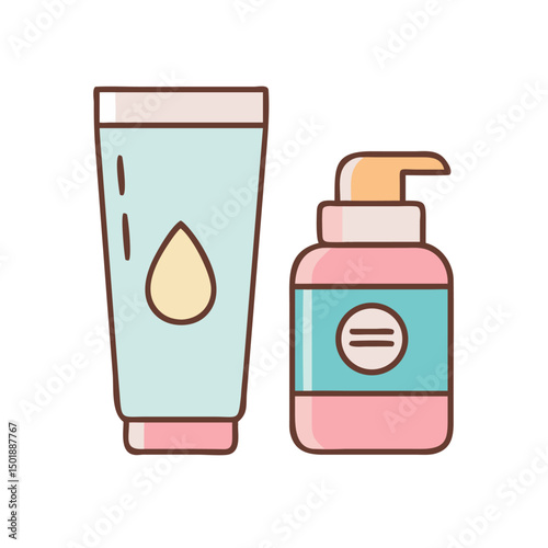 Luxury Moisturizer Bottles icon – Different Cosmetic Packing Illustration

